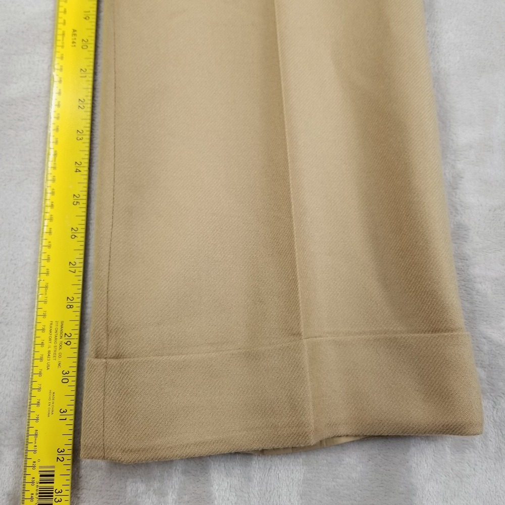J Crew Pants Women 8 Tan Wool Wide Leg Cuff Favorite Fit Minimal Capsule Neutral - Picture 5 of 11